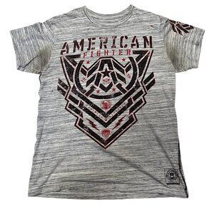 American Fighter Shirt Men Size M Gray Shirt Sleeves Buckle ****READ Description
